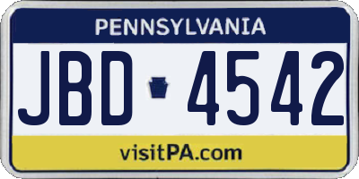 PA license plate JBD4542