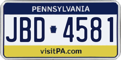 PA license plate JBD4581