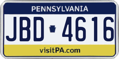 PA license plate JBD4616