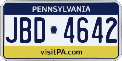 PA license plate JBD4642