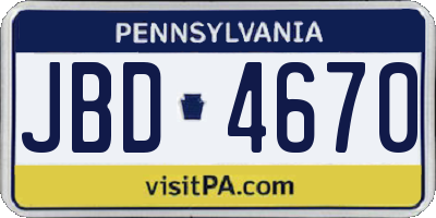 PA license plate JBD4670
