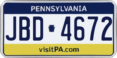 PA license plate JBD4672