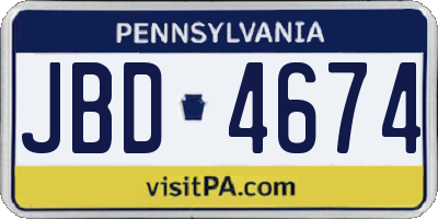 PA license plate JBD4674