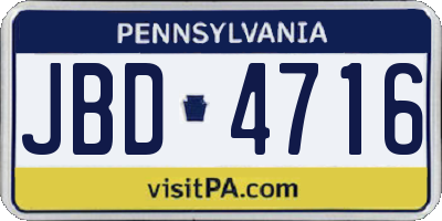 PA license plate JBD4716