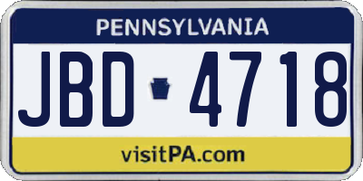 PA license plate JBD4718