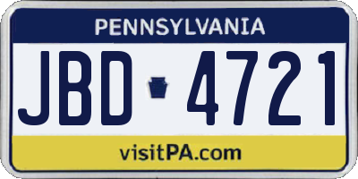 PA license plate JBD4721