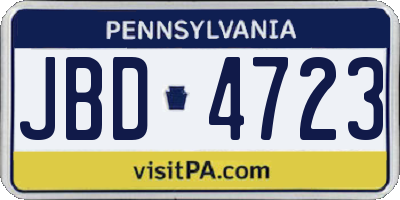 PA license plate JBD4723