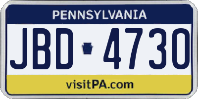 PA license plate JBD4730