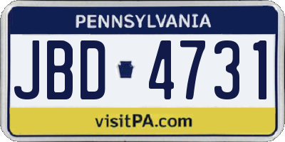 PA license plate JBD4731