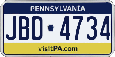 PA license plate JBD4734