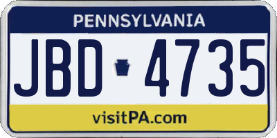 PA license plate JBD4735