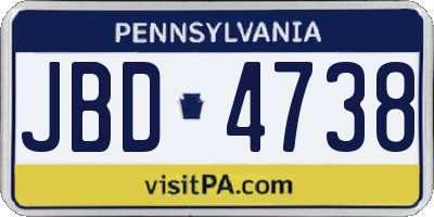 PA license plate JBD4738