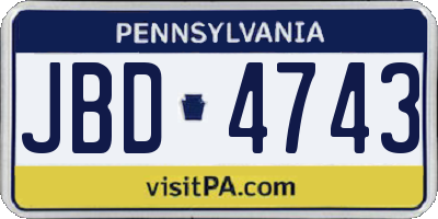 PA license plate JBD4743