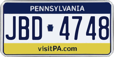 PA license plate JBD4748