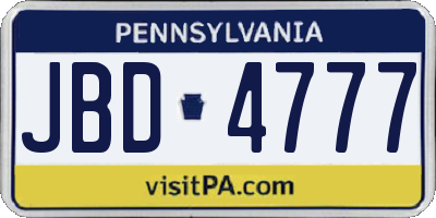 PA license plate JBD4777