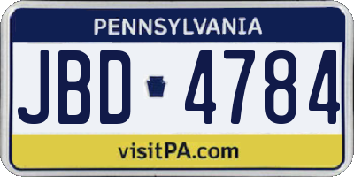 PA license plate JBD4784