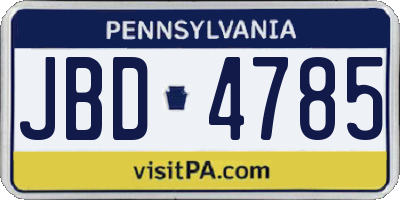 PA license plate JBD4785
