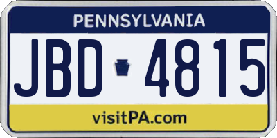 PA license plate JBD4815