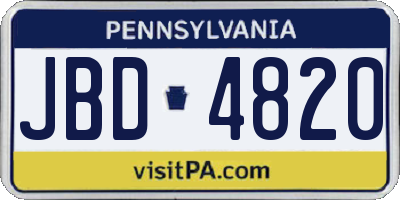 PA license plate JBD4820