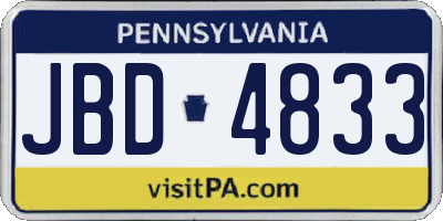 PA license plate JBD4833