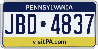 PA license plate JBD4837