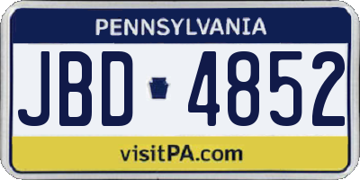 PA license plate JBD4852