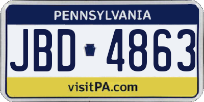 PA license plate JBD4863