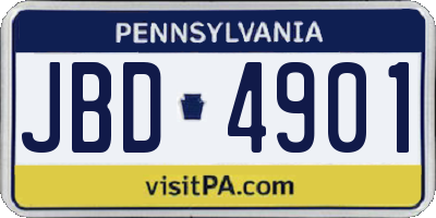 PA license plate JBD4901