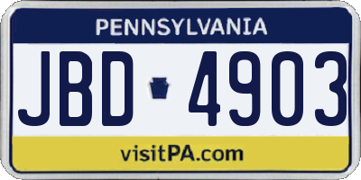 PA license plate JBD4903