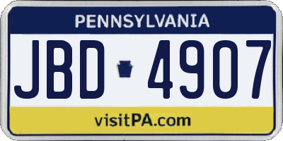 PA license plate JBD4907