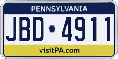 PA license plate JBD4911