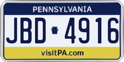PA license plate JBD4916