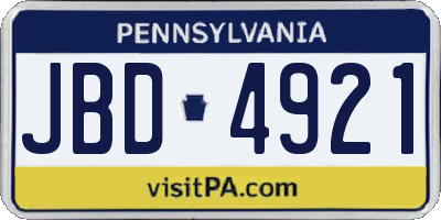 PA license plate JBD4921