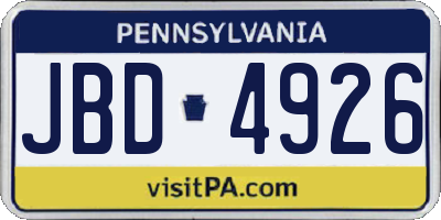 PA license plate JBD4926