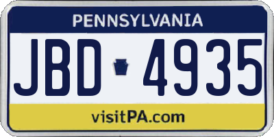 PA license plate JBD4935