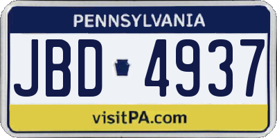 PA license plate JBD4937