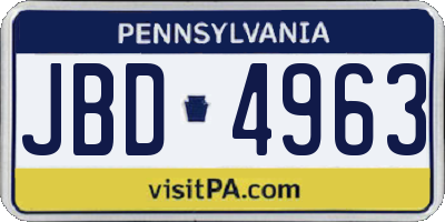 PA license plate JBD4963