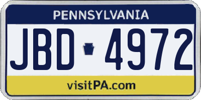 PA license plate JBD4972