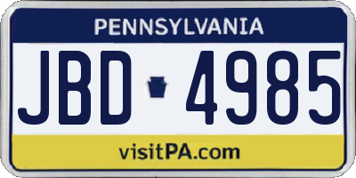 PA license plate JBD4985