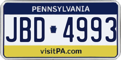 PA license plate JBD4993