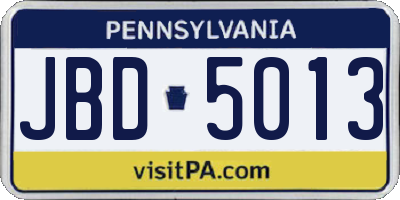 PA license plate JBD5013