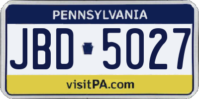 PA license plate JBD5027