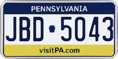 PA license plate JBD5043