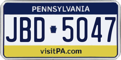 PA license plate JBD5047