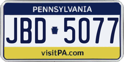 PA license plate JBD5077