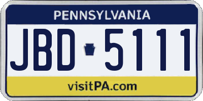 PA license plate JBD5111