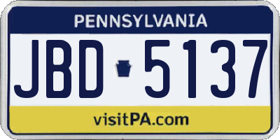 PA license plate JBD5137