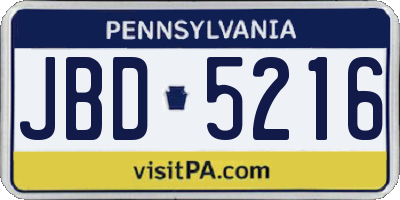 PA license plate JBD5216