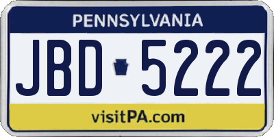 PA license plate JBD5222
