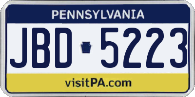 PA license plate JBD5223